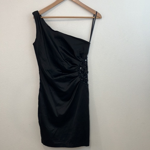Urban Behavior | Black Satin Beaded Dress - Picture 3 of 11